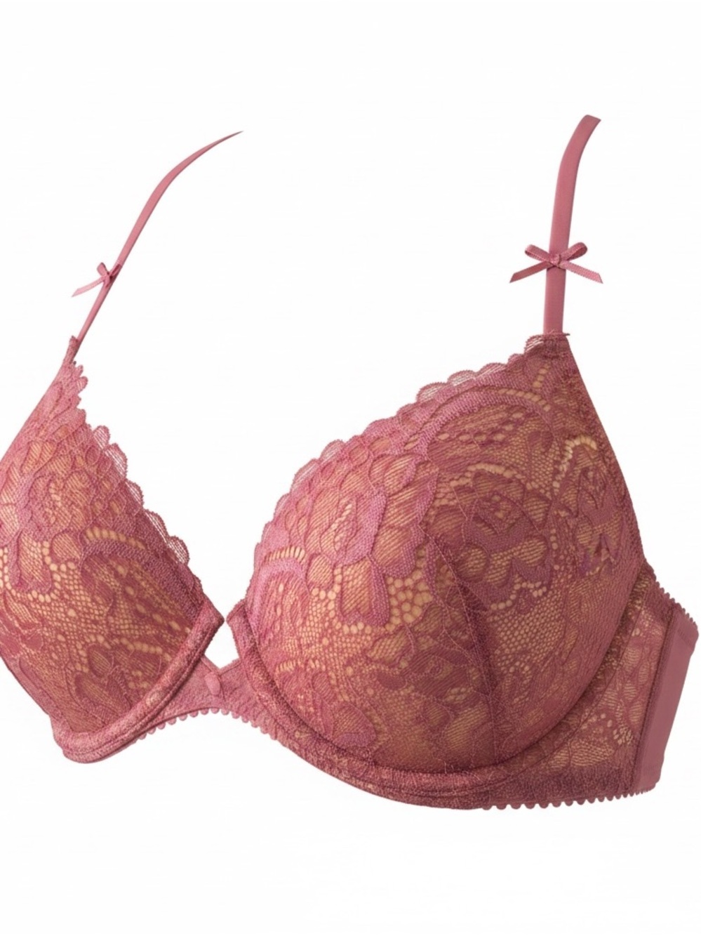 Samantha Chang NY All Lace Classic Underwire T-Back Bra Rosewood NWT 32D